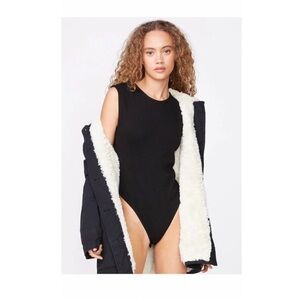 Monrow Ponte Sleeveless Bodysuit in Black- XS,L